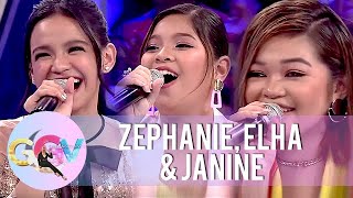 Vice Ganda gets entertained by Zephanie Elha and Janine on Mash Up Challenge  GGV [upl. by Liamsi]