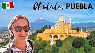 CHOLULA Puebla Churches Volcanoes and the Largest Pyramid in the World  Mexico Travel Vlog [upl. by Aiksas]