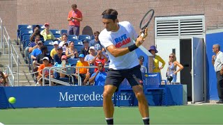 Perfect Roger Federer Slice Backhand Slow Motion [upl. by Ralfston662]