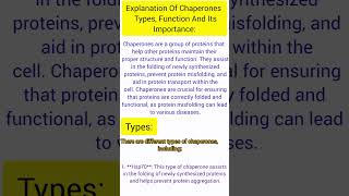 Explanation Of Chaperones Its TypesFunction And Its Importance chaperone types [upl. by Brozak958]