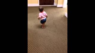 Baby runs into wall learning to walk [upl. by Mays]