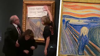 Museum Staff Stops Climate Protest at ‘The Scream’ Painting [upl. by Siskind775]