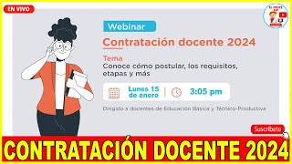 ✅CONTRATACIÓN DOCENTE 2024 CONTRATO DOCENTE 2024 COMO POSTULAR REQUISITOS Y ETAPAS [upl. by Murrah398]