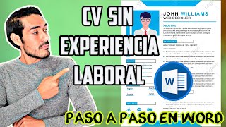 COMO CREAR UN CV SIN EXPERIENCIA LABORAL EN WORD  PASO A PASO [upl. by Ysteb]