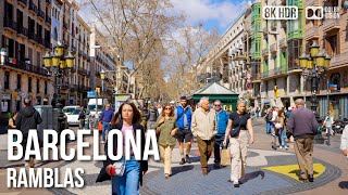 Barcelona La Rambla Complete Tour  The Legendary Boulevard  🇪🇸 Spain 8K HDR Walking Tour [upl. by Esiuole]