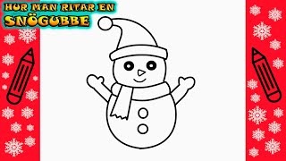 ⛄️ JULTECKNINGAR  Hur man ritar en SNÖGUBBE  Rita Det Själv  Lär dig att rita enkelt [upl. by Gardiner]