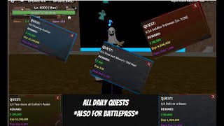 All Daily quest guide1st and 2nd seafor getting your battlepass level higher king legacy [upl. by Eeimaj]