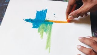 multicolor oil pastel abstract painting  easy [upl. by Greyson]