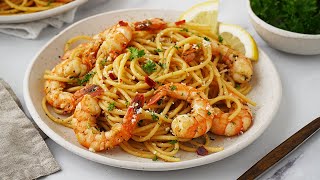 Spicy Garlic Prawn Pasta in 20 minutes  Quick amp Easy [upl. by Ddot]