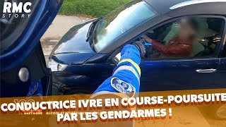 Conductrice ivre en coursepoursuite par les gendarmes [upl. by Eleahcim]