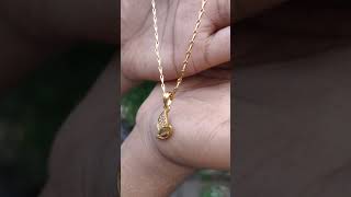 1GRAM micro gold polished pendant chain 18inch short 1gramgold chain jewellery necklace gold [upl. by Arenahs]