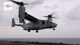 V22 Ospreys Landing amp Takeoff from Amphibious Assault Ship [upl. by Nerral]