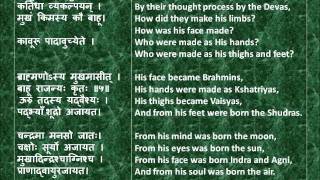 Rig Veda Full Purusha Suktam Devanagari Sanskrit English translationswmv [upl. by Jaehne]