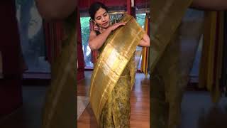 Yellow Printed Organza Silk Saree highlighted with Kanchi Silk Zari Weaves  Mirra Clothing [upl. by Aletha867]