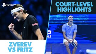 Taylor Fritz vs Alexander Zverev CourtLevel Highlights  Nitto ATP Finals 2024 [upl. by Ashwell]