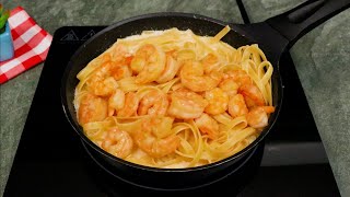 Recette de pâtes crémeuses aux crevettes  Idée de dîner facile et délicieux [upl. by Lenes]