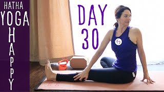 30 Minute Hatha Yoga Happiness NEVER Give Up Day 30  Fightmaster Yoga Videos [upl. by Yenffad]