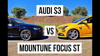 2018 Audi S3 vs 2018 Ford Focus ST Mountune Edition  LAUNCH AND ROLLING RUNS [upl. by Boynton]