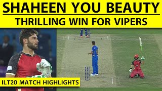 ILT20 HIGHLIGHTS SHAHEEN ने बल्ले से आखिरी बॉल में दिलाई DESERT VIPERS को जीत BOULT पर पड़ भारी [upl. by Belter138]