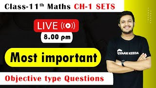 Most imp objective type questions chapter 1 sets for JEE and CBSE  mcqs on chapter1 sets maths [upl. by Maryrose]