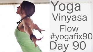 50 Minute Yoga Flow Vinyasa Pranayama and Meditation Day 90 Yoga Fix 90  Fightmaster Yoga Videos [upl. by Rdnaskela831]