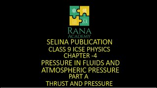 CLASS 9  ICSE  PHYSICS  LECTURE 1  SELINA PUBLICATION  PRESSURE IN FLUIDS  THRUST AND PRESSURE [upl. by Braasch597]