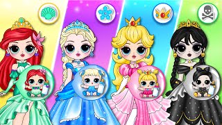 Elsa Wednesday amp Peach Become Princesses With Their Baby [upl. by Ashwell974]