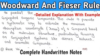 WOODWARD AND FIESER RULE  Basic Concepts  Examples  Handwritten NotesBSc [upl. by Fleeta]