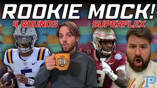 4 ROUND SUPERFLEX ROOKIE MOCK DRAFT DYNASTY FANTASY FOOTBALL PICK ADVICE AND HOT TAKES [upl. by Bihas]