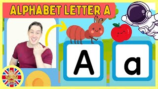 Learn Letter A A is for Apple back to school colours Alphabet ABC phonics toddlers preschool [upl. by Gregorius216]