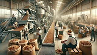 How American farmers harvest and process almonds  Almond harvesting [upl. by Scholz910]