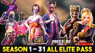 FREE FIRE SEASON 1  SEASON 31 ALL ELITE PASS FULL VIDEO  ALL ELITE PASS  GARENA FREE FIRE [upl. by Golter815]