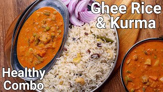 Ghee Rice amp Red Coloured Veg Kurma Combo Meal Recipe  Wedding Catering Style  Nei Choru Kurma [upl. by Eillas459]