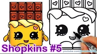 How to Draw Shopkins Cheeky Chocolate Chocolate Bar step by step easy [upl. by Alayne]