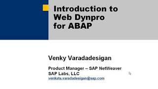 SAP  Web Dynpro ABAP  4  Venky Narayanan [upl. by Mell858]