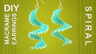 Macrame Spiral Earrings  DIY Tutorial [upl. by Selie]