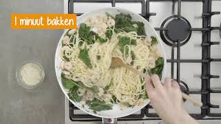 Spaghetti met knoflookgarnalen en spinazie  Recept  Coop [upl. by Kisor436]