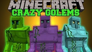 Minecraft CRAZY GOLEMS HUGE GOLEMS TONS OF WEAPONS AND ARMOR Crazy Ores Mod Showcase [upl. by Amoeji]