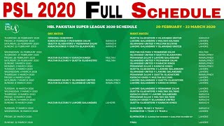 PCB Announced PSL 2020 Final Schedule Venue amp Fixtures l PSL 2020 Schedule [upl. by Erland]