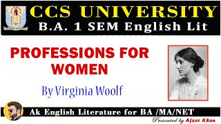 Professions for Women  Professions for Women By Virginia Woolf Explain In Hindi BA 1 CCSU Meerut [upl. by Artinad55]