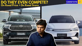 BYD eMax 7 vs Innova Hycross  Compared [upl. by Eglanteen]