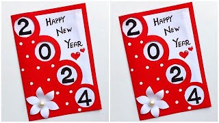 Happy New year card 2024  New year greeting card handmade  DIY New year card 2024 [upl. by Rettuc145]