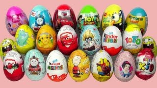 21 Surprise Eggs Kinder Surprise Cars 2 Spongebob Thomas Zaini Surprise [upl. by Daughtry]