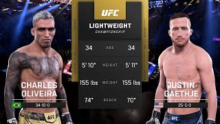 Charles Oliveira vs Justin Gaethje Full Fight  UFC 5 Fight Night [upl. by Farlie945]