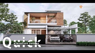 ENSCAPE TUTORIAL  ELEVATION DESIGN  FROM SCRATCH  SKETCHUP  KERALA ARCHITECTURE [upl. by Ardnas645]