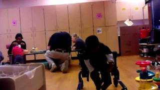 Cerebral Palsy and a walking with gait trainer [upl. by Llevram975]