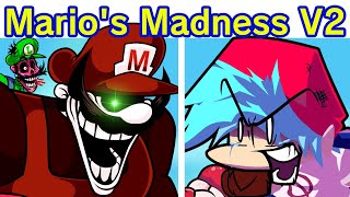 Friday Night Funkin VS Marios Madness V2 FULL WEEK  Cutscenes FNF Mod Mario 85MXMarioEXE [upl. by Aetnuahs]