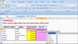 Excel  How many days late from the due date [upl. by Ayifas476]