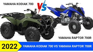 2022 Yamaha Kodiak 700 vs 2022 Yamaha Raptor 700R [upl. by Ynehteb]