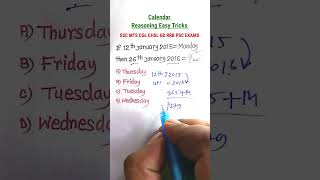 Calender Reasoning Tricks Reasoning Classes for SSC CGL GD CHSL MTS RRB Special Exams [upl. by Roleat]